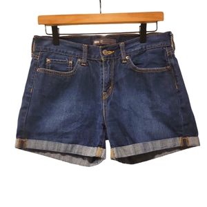 Levis, Jean Shorts, Rolled Hem, Dark Denim, Women's sz 27, L- 14 Inches, Zipper